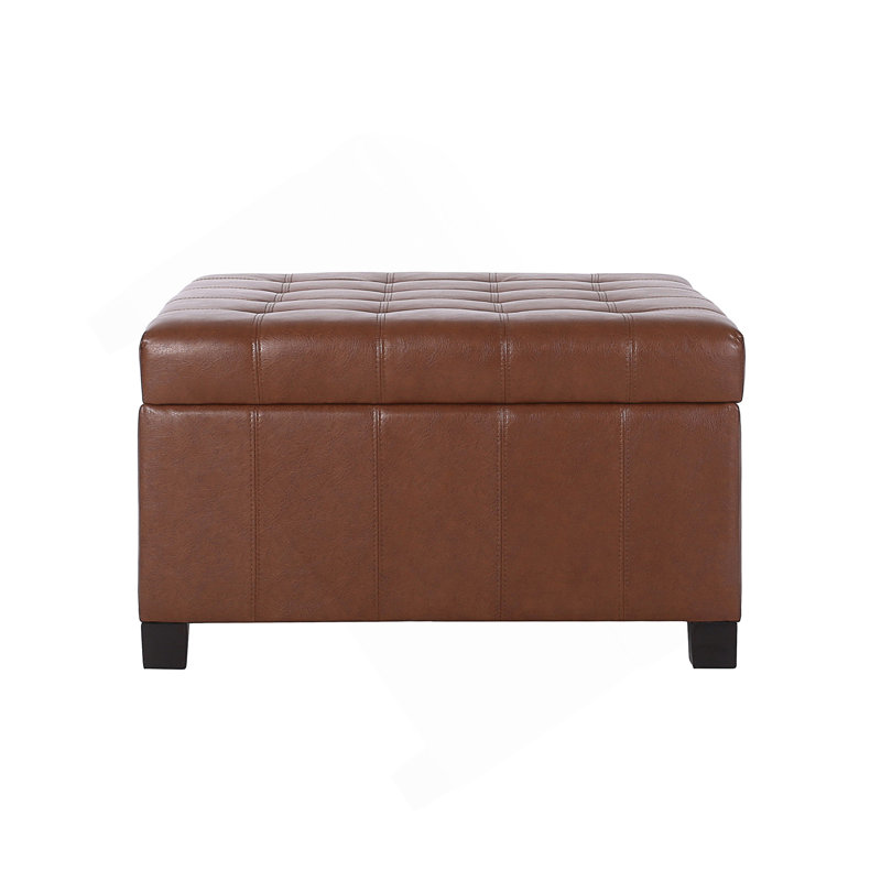 Francisville Upholstered Ottoman, Cognac Faux Leather