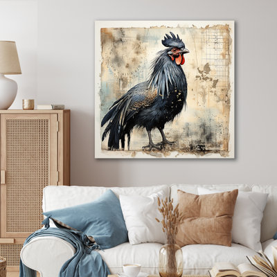 Art mural rétro, coq majestueux I