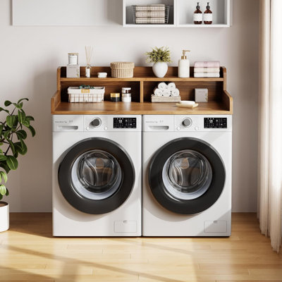 54" Washer Dryer Laundry Countertop with 2-Tier Shelf, Washer and Dryer Topper for Laundry Room Organization