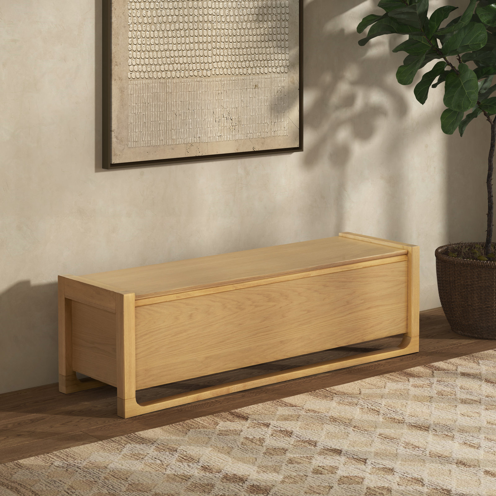 60" Bedroom Bench, Natural