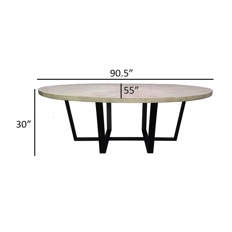 Table de salle à manger Eric Acacia, H 30,75 po x L 90,5 po x l 55,5 po, Blanc, crème