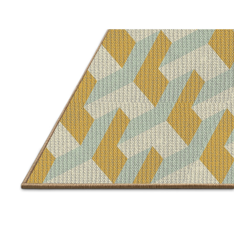 Kilby Geometric Beige Area Rug, Rectangle 6' x 9'