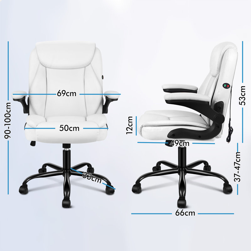 Rebrilliant Office Chair, 53 cm H, Polyurethane, White