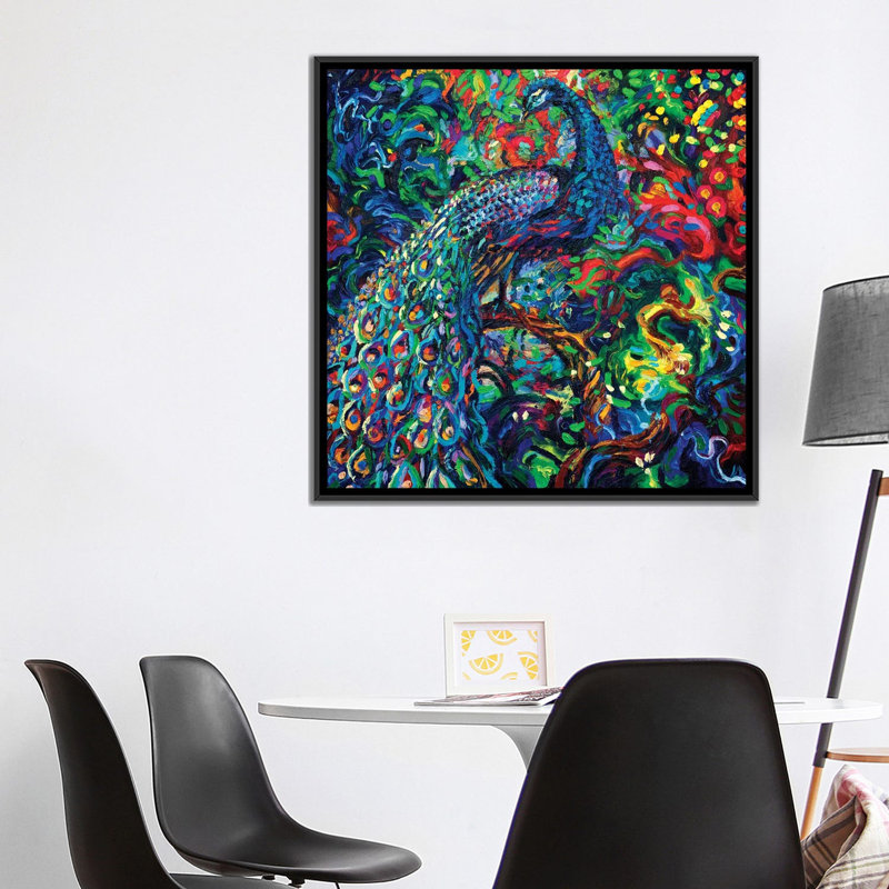 « oiseau view view », impression sur toile, H 18 po x l 18 po x P 1,5 po, Toile encadrée noire, Pas de tapis
