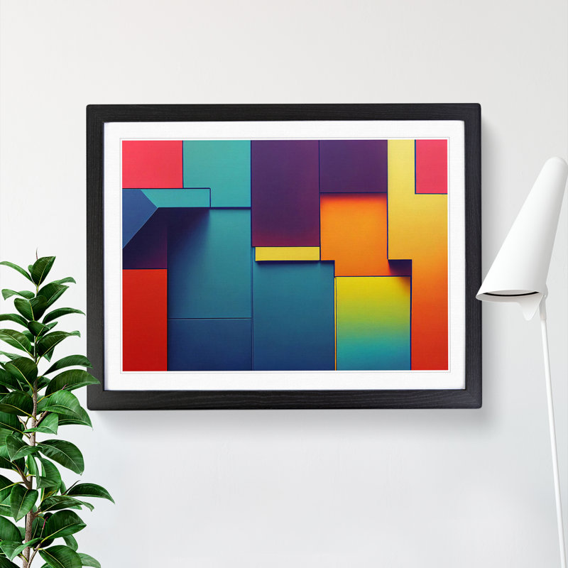 Abstract Block Colour Vol.3 - Single Picture Frame Print, Black, 46cm H x 64cm W x 2cm D