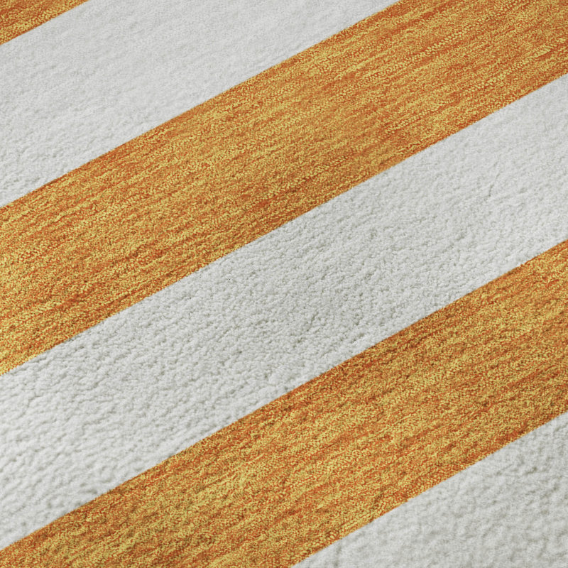 Tapis orange Cerrito AMF528 lavable à la machine de qualité supérieure, Rectangle 5 pi x 7 pi 6 po