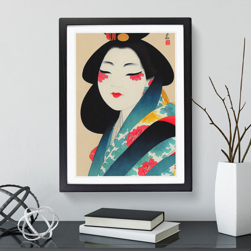 Pretty Geisha - Wall Art, 46cm H x 34cm W, Black Framed