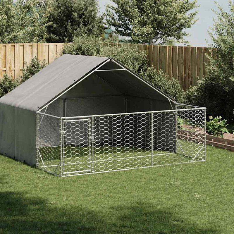Grand chenil d'extérieur pour chien en acier galvanisé Vidaxl