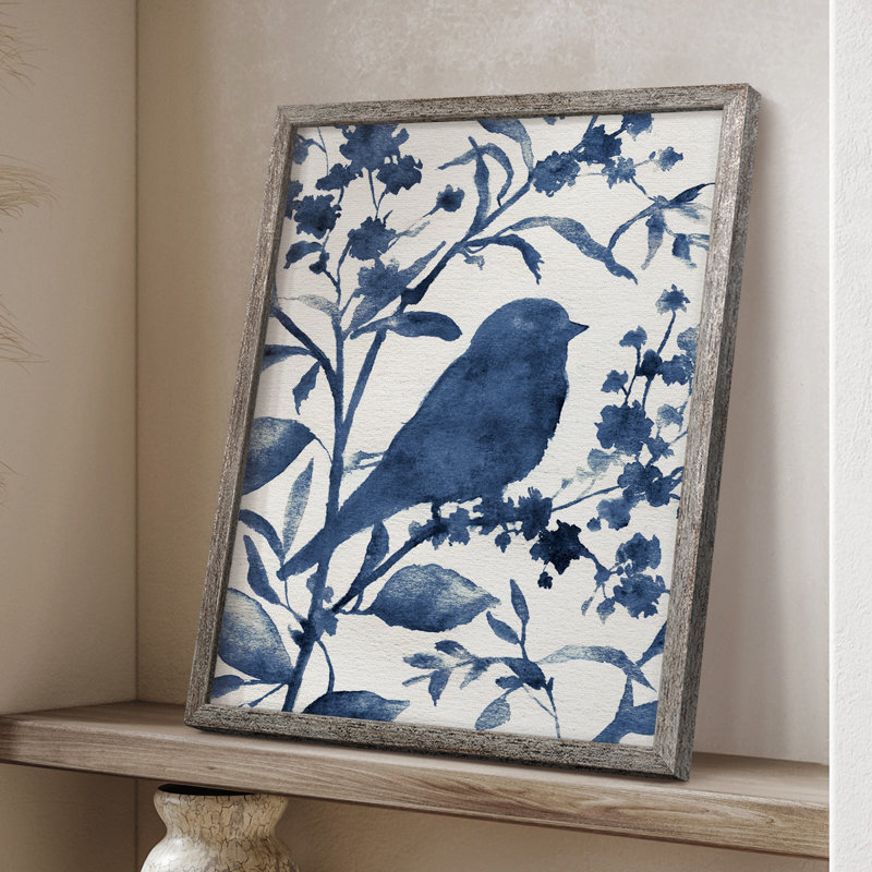 Bluebird Silhouette I, reproduction encadrée - bois massif, H 11 po x l 9 po