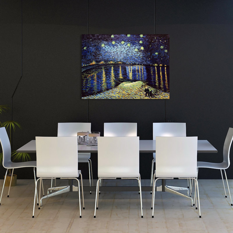 « starry night over the rhone » par vincent van gogh, reproduction d’image sur toile, 28" H x 38" L x 2" D
