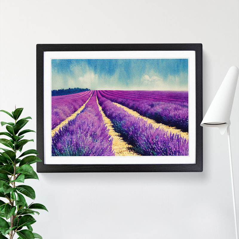 Lavender Field Vol.1 - Single Picture Frame Painting, 34cm H x 46cm W x 2cm D, Black