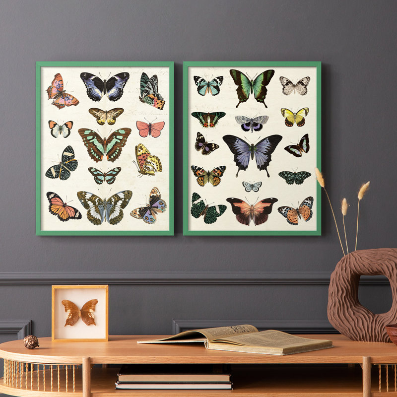 Impression encadrée Flutterbys I-Premium - prête à être accrochée - aucun clou requis - aucun clou requis, Gris