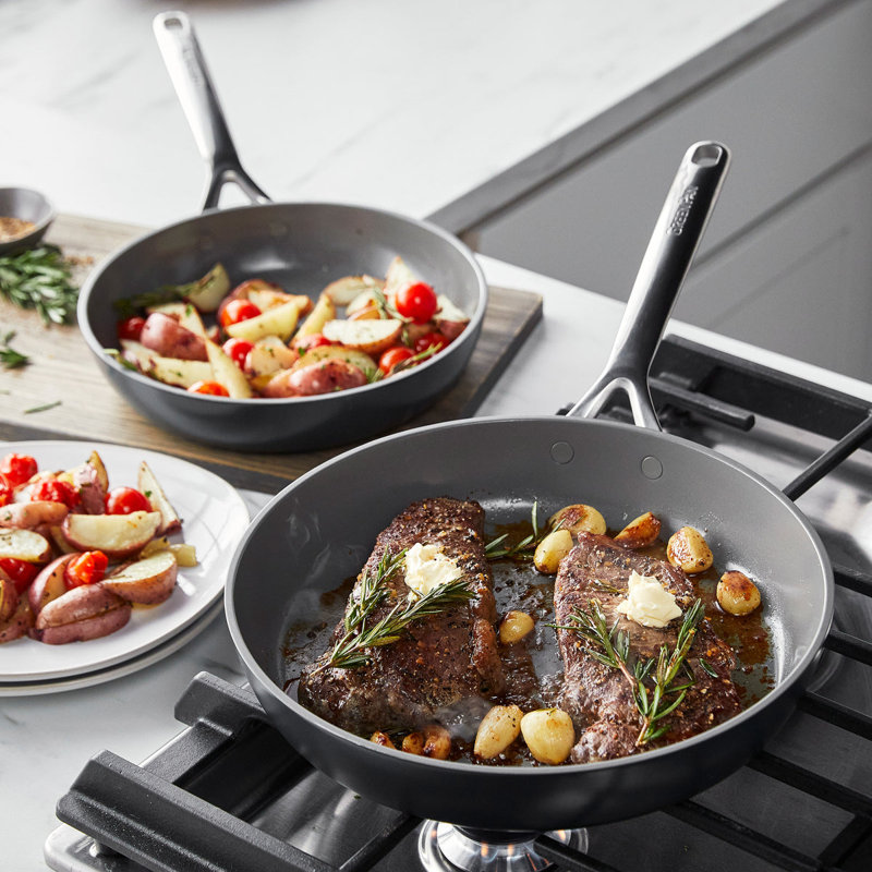 GreenPan GP5 Colors Healthy Ceramic Nonstick 9.5" and 11", 2 Piece Frypan Set, Slate