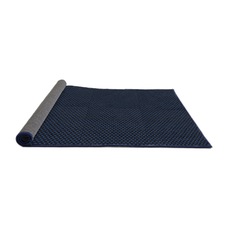 Tapis bleu foncé à motif, Rond 4 pi