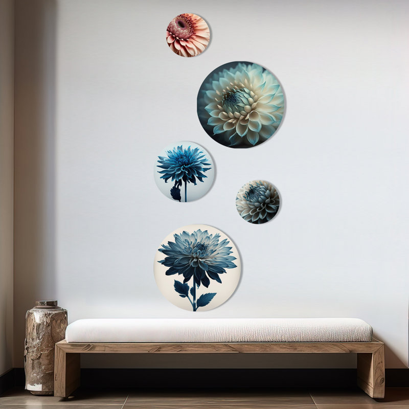 Hyperrealistic Blue And White Flower I - Floral Metal Wall Décor