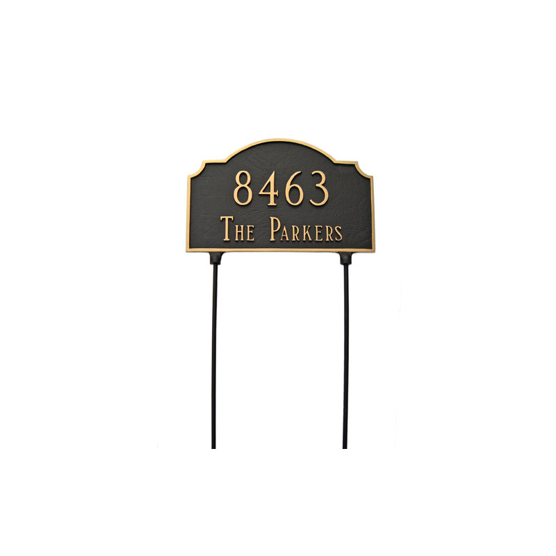 Enseigne d’adresse pour pelouse sur 2 lignes Vanderbilt, Noir / or