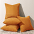 Coussins décoratifs carrés décoratifs en velours côtelé orange avec insertions