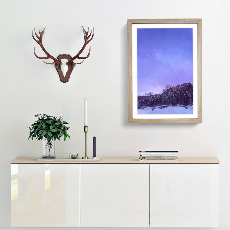 Forest Beneath the Stars in Abstract - Picture Frame Graphic Art Print, 65cm H x 48cm W x 2cm D, Oak Framed