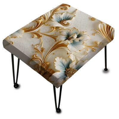 Vintage Ornamental Corners Victorian Pattern - Damask Rectangle Ottoman