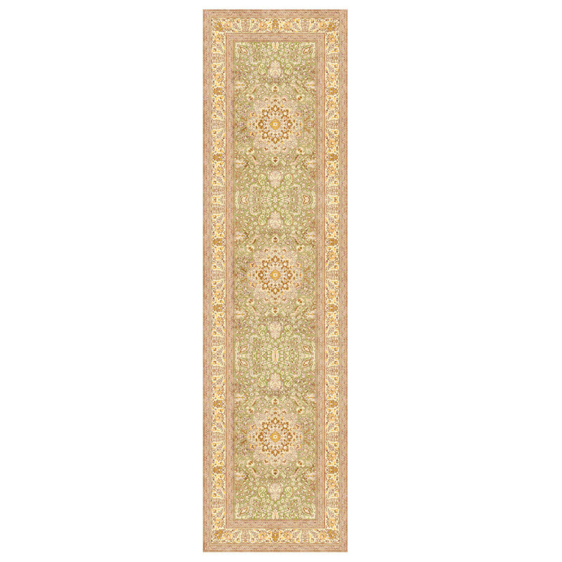 Tapis décoratif jaune en polyester tissé à la machine, Rectangle 5 pi 3 po x 7 pi 7 po