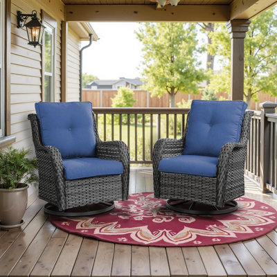 Deb Wicker Rattan Swivel Patio Chairs with Cushions