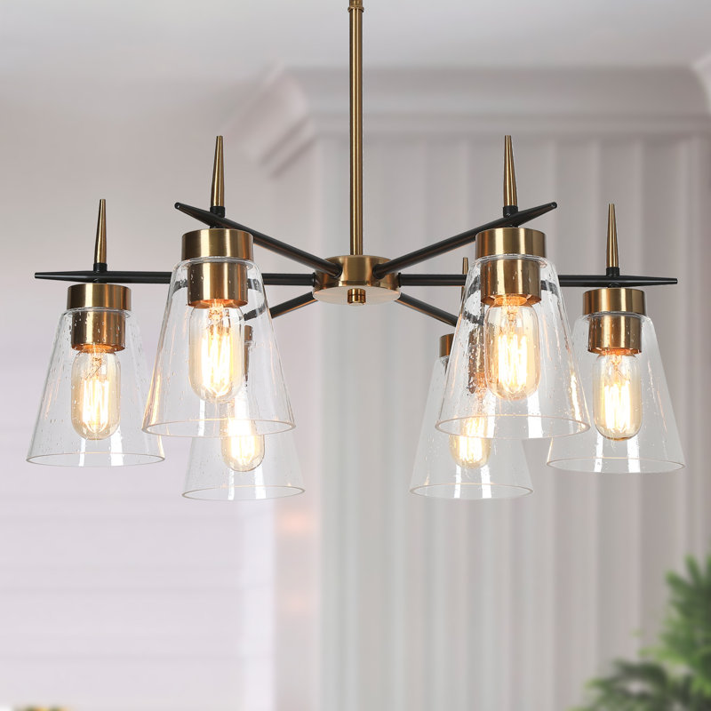Folen 6-Light Dimmable Modern Chandeliers Wagon Wheel
