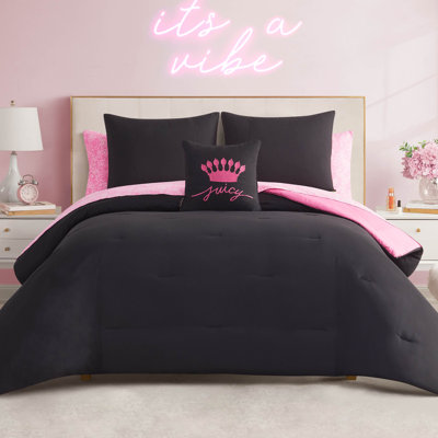 Juicy Couture In The Wild Reversible Solid Comforter Bed-in-a-Bag Set