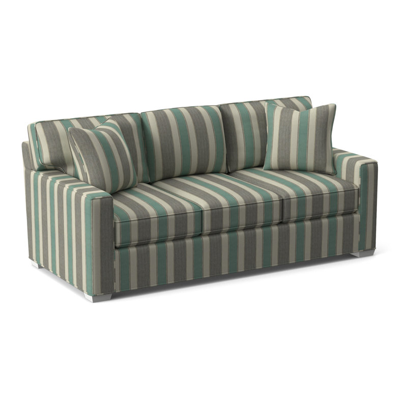 Ellora Upholstered 81'' Sofa, Frost White Finish, Basic Navy; 0317-61