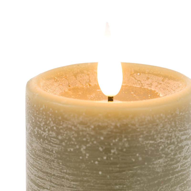 Unscented Flameless Pillar Candle with Plastic Holder, Olive