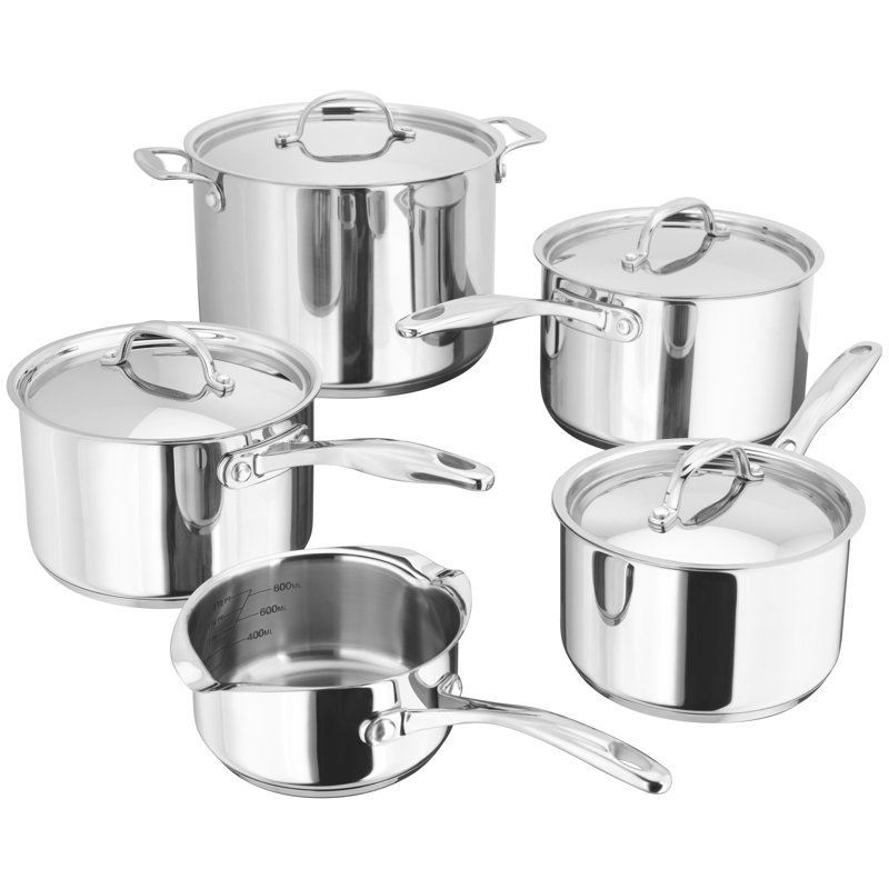 Stellar 7000, 5 Piece Stainless Steel Saucepan Set, 14cm milk pan, 16/18/20cm saucepans, 24cm stockpot