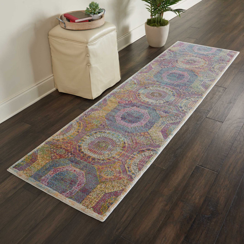 Hawkin Ankara Global 8'10" X 11'10" Multicolor Bohemian Indoor Rug, Round 6'