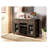 Rustic Walnut Solid Wood Server with Metal Accents and Scroll Details