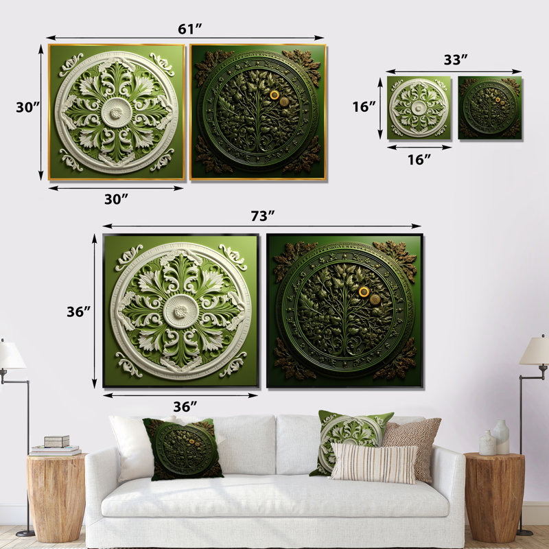 Renaissance Boho Mandala Revival I - ensemble d'art mural abstrait sur toile 2, H 36 po x l 73 po x P 1,5 po
