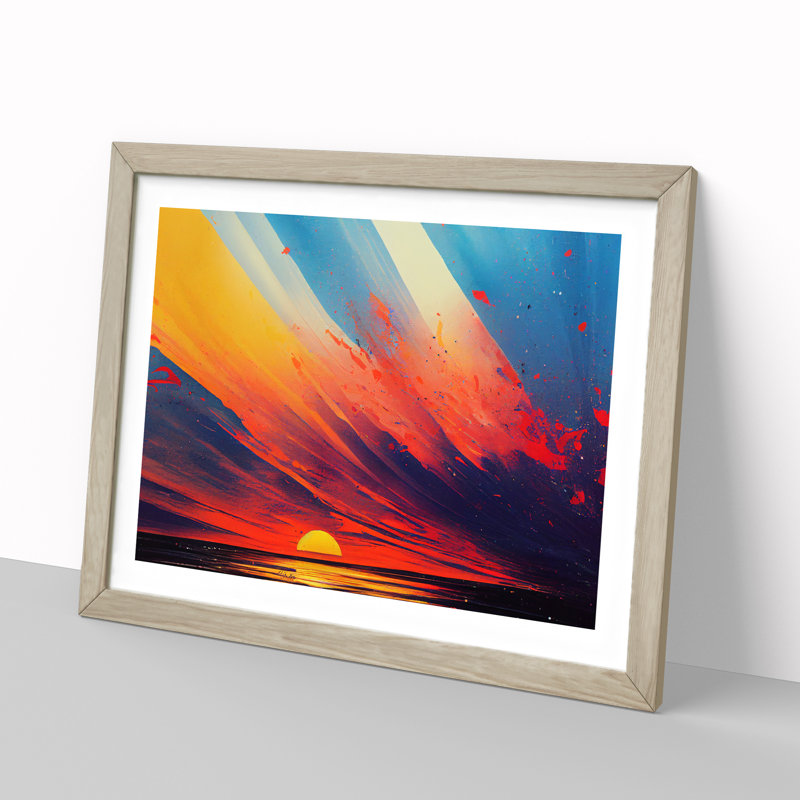 XH1022-8624X Sunset Splash Vol.1 1 Piece Single Picture Frame Wall Art, 46cm H x 64cm W, Oak