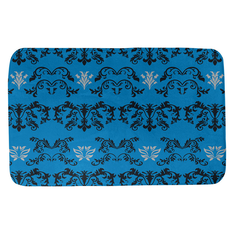 Tapis pour salle de bain Carolina, Noir / bleu Carolina / argent, l 17 po x L 24 po