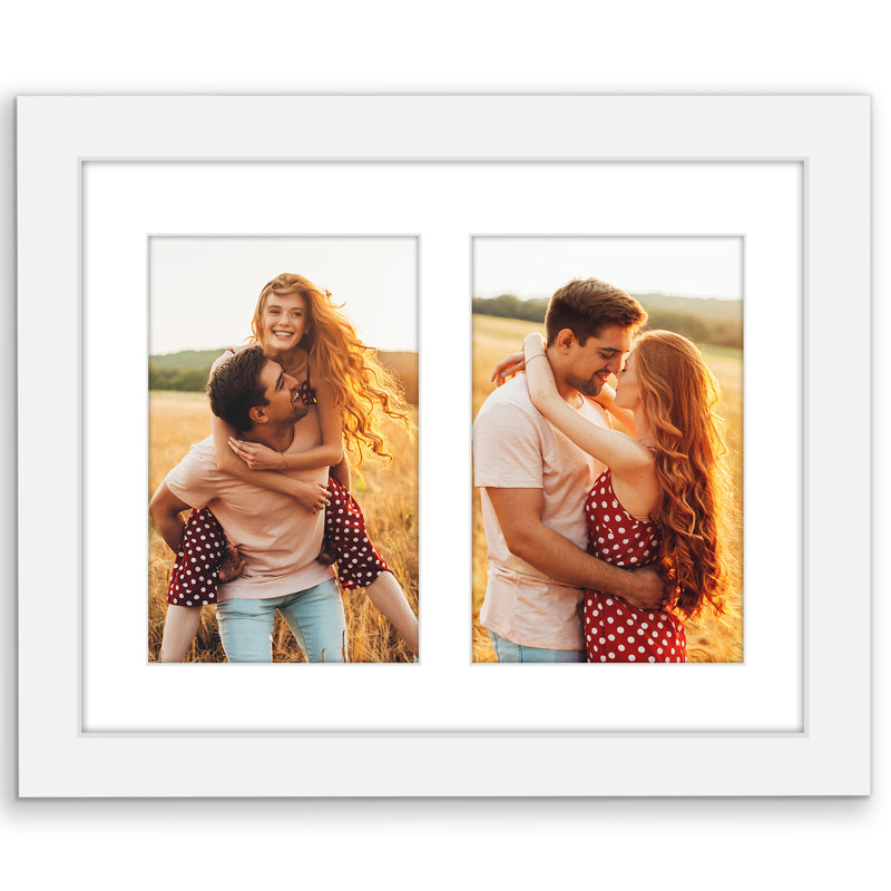 Double cadre photo 8 x 10 - Affiche deux photos ou une œuvre d'art 4 x 6, Blanc