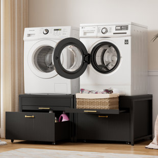 Washer Dryer Pedestals With Drawer - 29" Laundry Pedestal For Washer And Dryer Stand 2 Pack