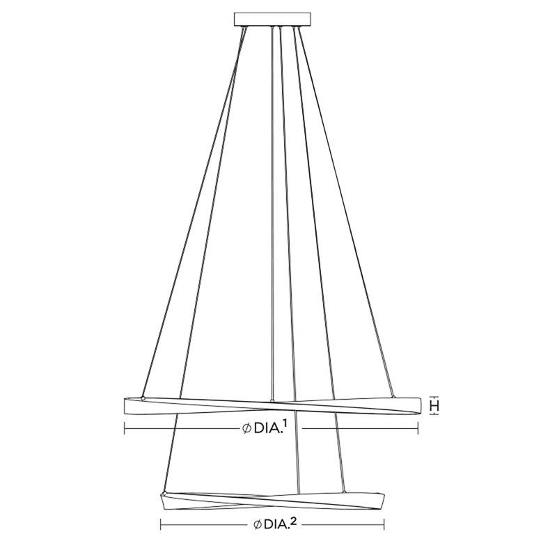 Luminaire suspendu double 32 po à DEL Oberon - 80 W - laiton antique clair, Laiton clair antique