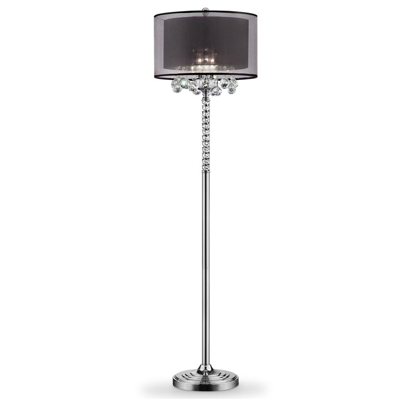 Deriah 62.5'' Steel Traditional Floor Lamp, Black