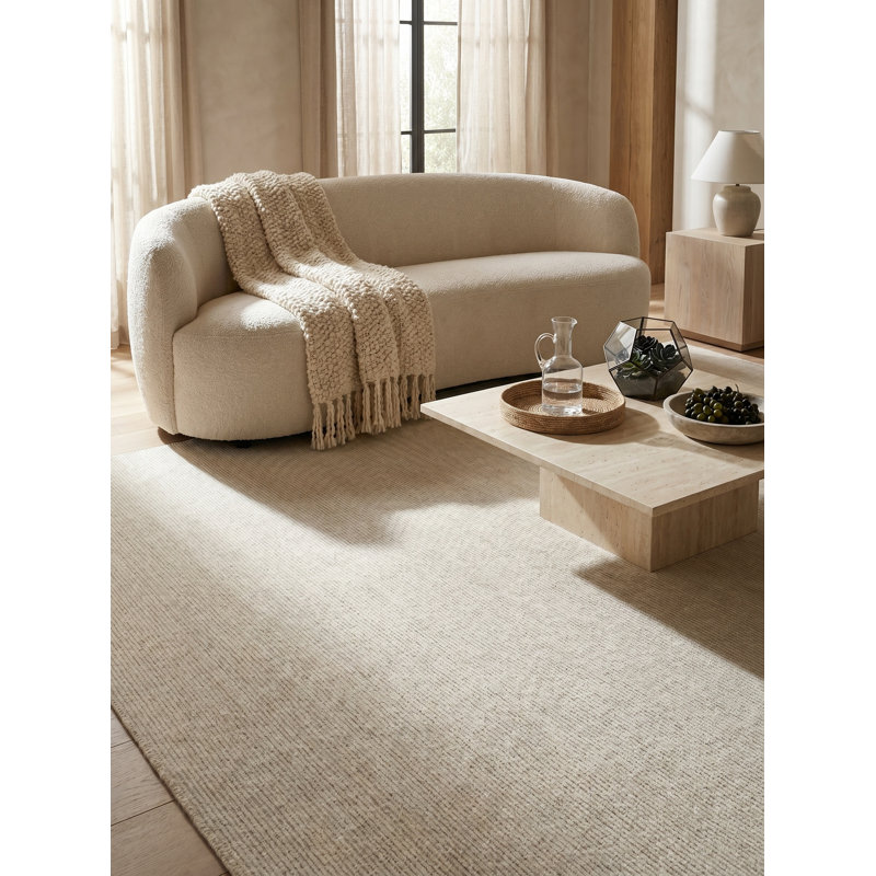 Benton Hand Tufted New Zealand Wool Natural Beige/Ivory Area Rug, 10'X14'