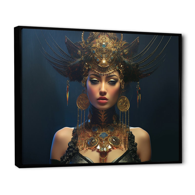 Glorious Glamour Discopunk, déesse sur toile, Cadre flottant noir, H 24 po x l 32 po x P 1 po