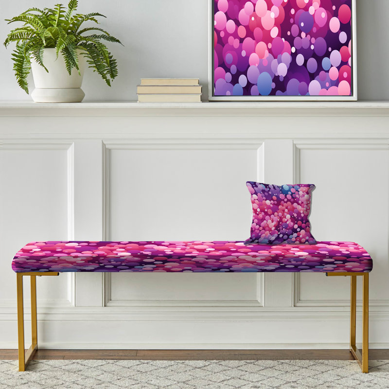 Banc rembourré à pois dorés, Poupart dégradé à pois mauve illusion