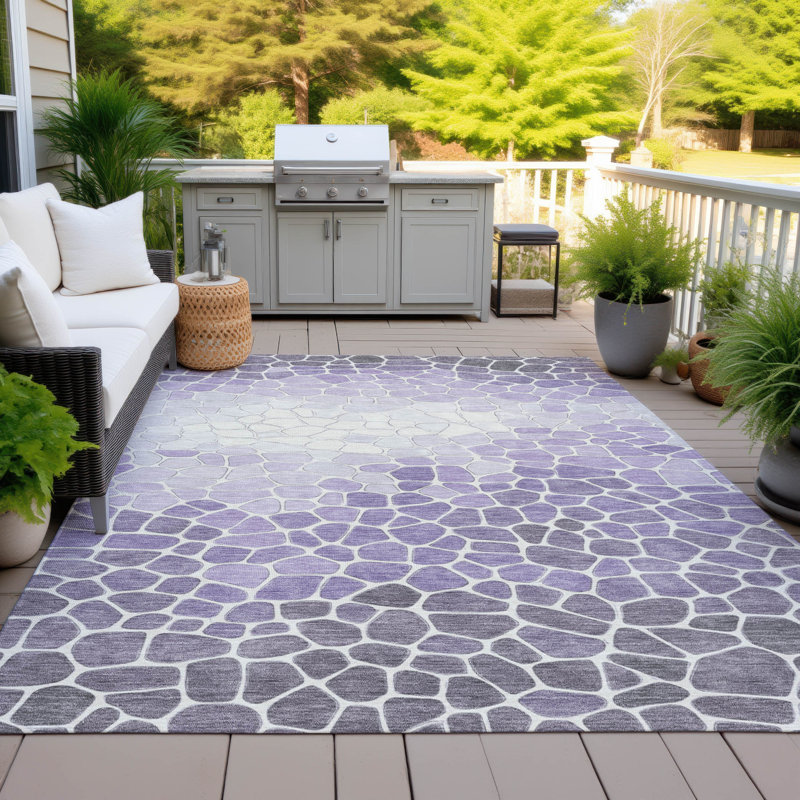 Machine Washable Indoor/Outdoor Husby ACN2190 Geometric Rug, Rectangle 10' x 14'