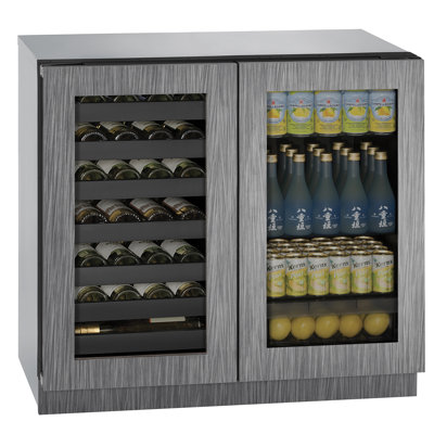 U-Line 36"W. 3000 Series 7.0 Cu.Ft. Wine and Beverage Center with Locking Door - Panel Ready Frame with Glass