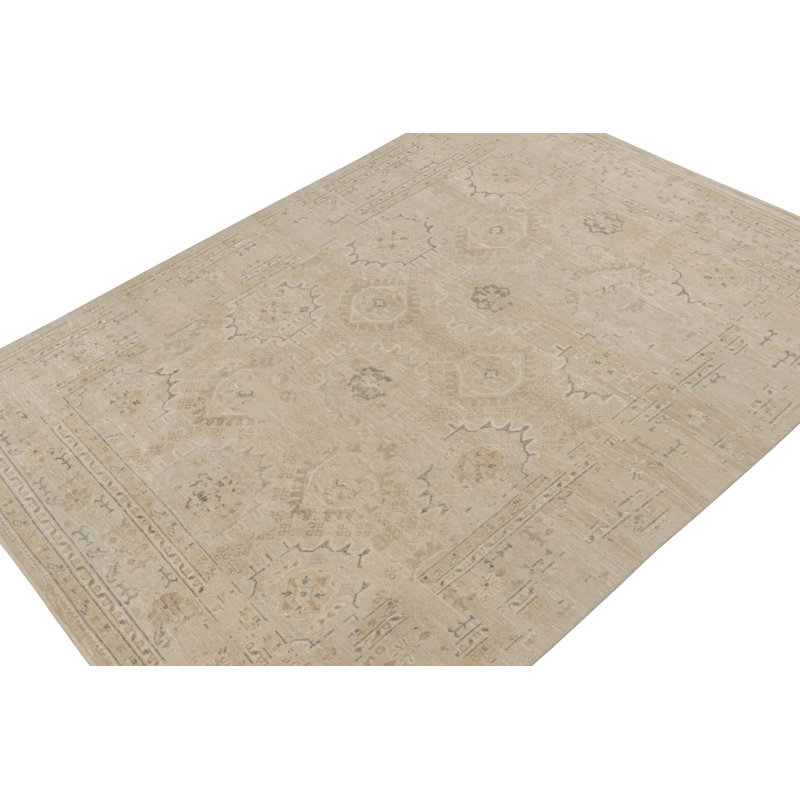 Oushak Hand Knotted Silk Floral Area Rug, Rectangle 12' x 18'