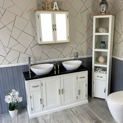 Bussard 1230mm Double Bathroom Vanity with Vessel Stone Basin