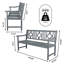Sloane 59" Classic Solid Acacia Wood Outdoor Bench with Geometric Back & Armrests, Grey Finish Patio Garden Seating for Porch & Entryway-87691027