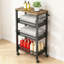 Chariot de rangement mince et roulant avec 4 tablettes à niveaux, organisateur étroit avec plateau en bois et roulettes pour la cuisine, la salle de bain, la salle de lavage et les petits espaces-1252425260