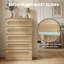Commode 5 tiroirs en rotin, grande armoire de rangement étroite en bois pour la chambre à coucher et le salon