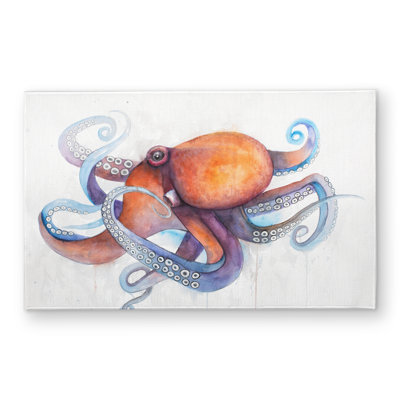 Colorful Octopus Profile Door Mat - Blue Animals Home Decor